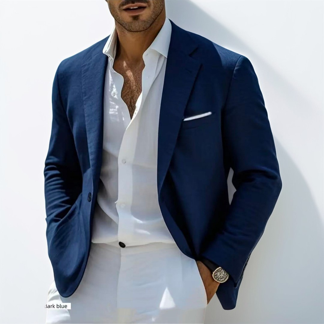 Men's Blazer Notch Lapel Single-Button Front - Regular Fit with Chest & Front Pockets