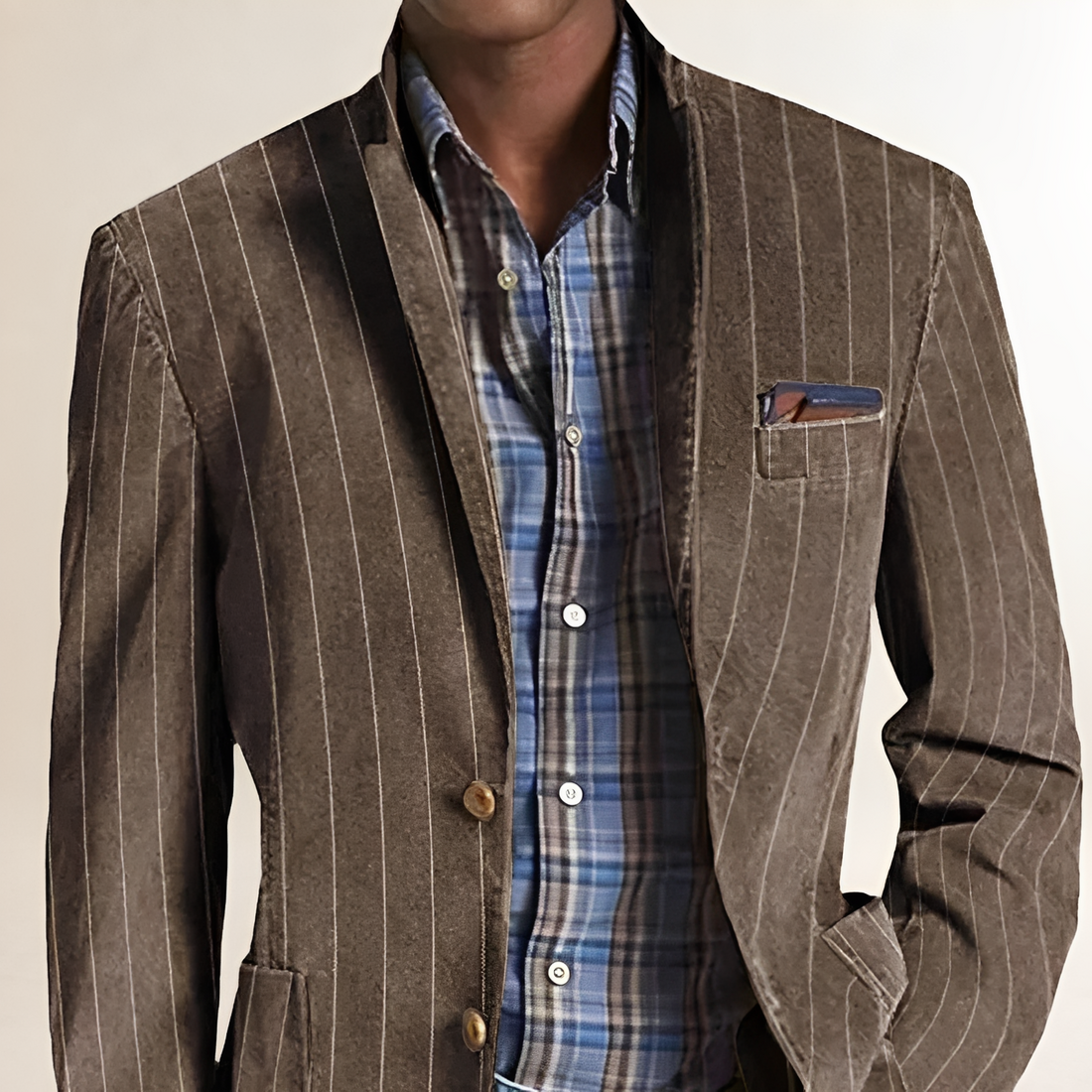 Men's Blazer with Notched Lapel and Elbow Patches - Regular Fit