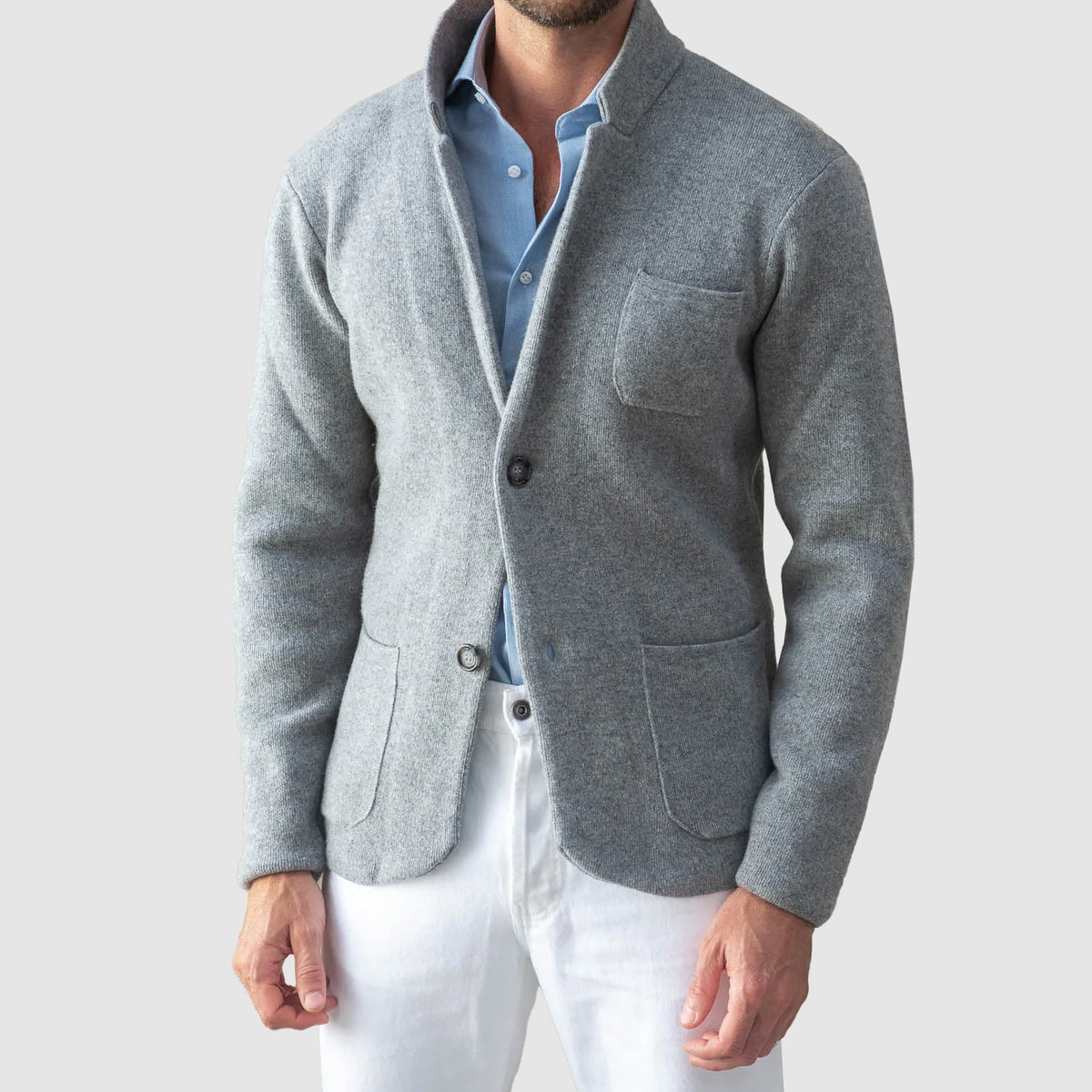 Men's Blazer with Two-Button Closure and Patch Pockets - Regular Fit