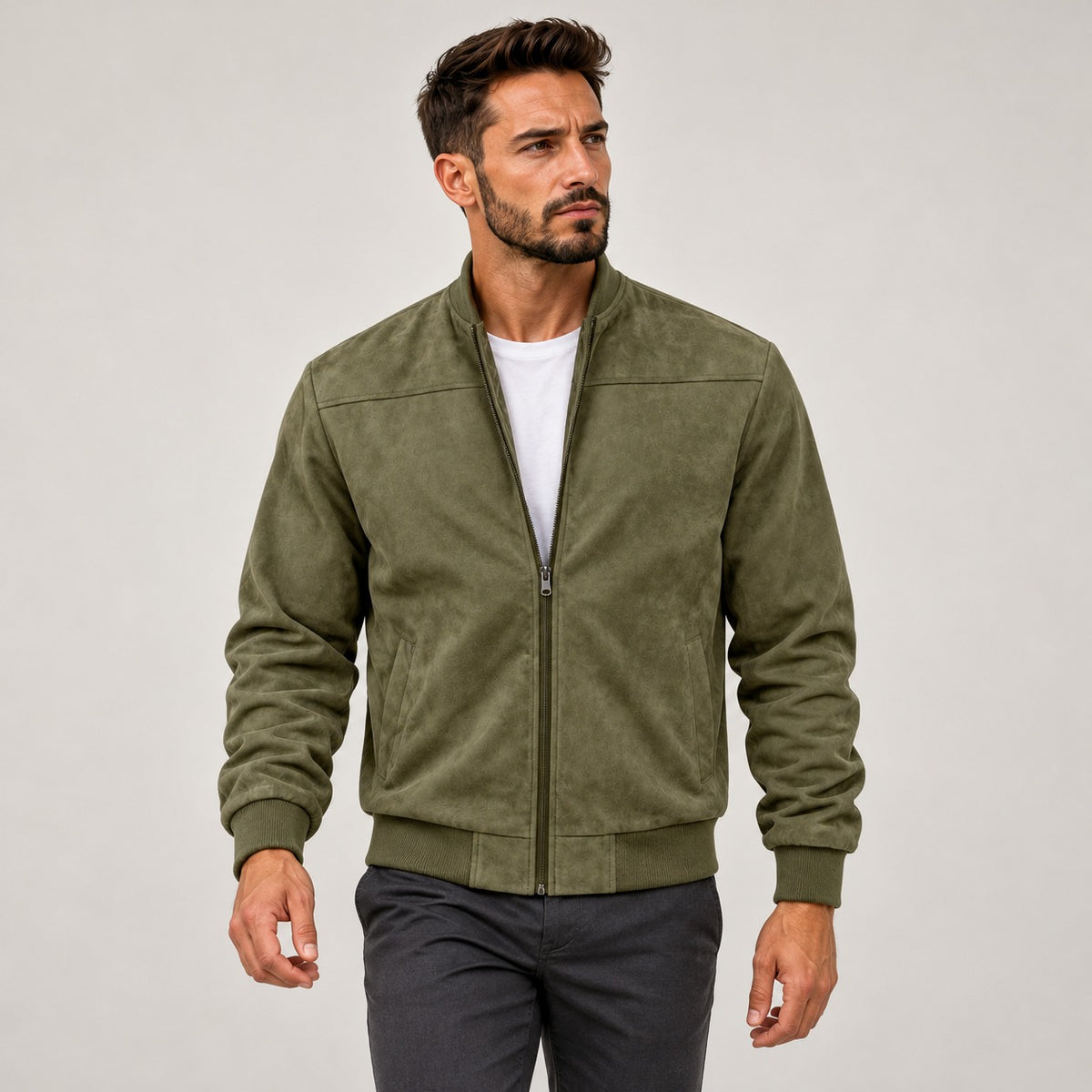 Men's Bomber Jacket - Zip-Up, Casual Style, Slim Fit
