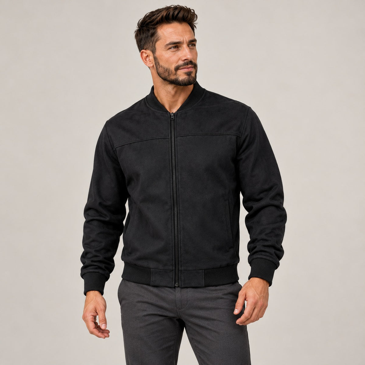 Men's Bomber Jacket - Zip-Up, Casual Style, Slim Fit