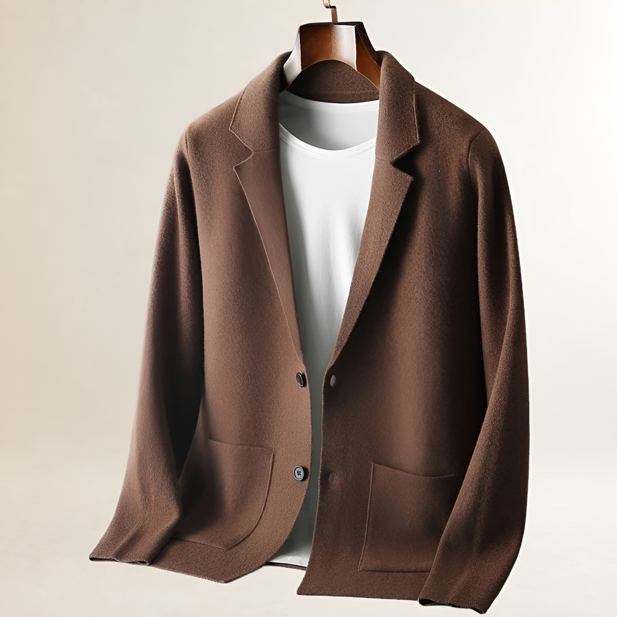 Men's Cardigan Notch-Lapel Button-Front with Dual Patch Pockets, Tailored Fit