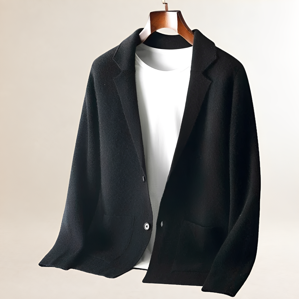 Men's Cardigan Notch-Lapel Button-Front with Dual Patch Pockets, Tailored Fit