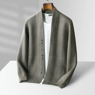 Men's Cardigan with Button Closure and Contrast Stitching - Regular Fit