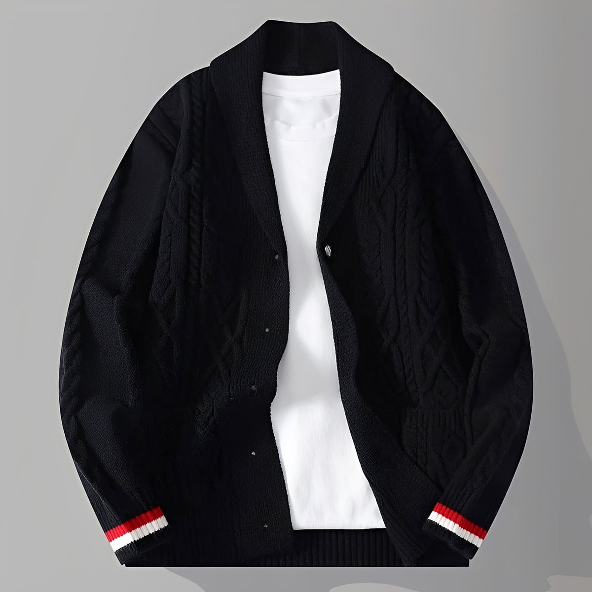 Men's Cardigan with Button Closure and Pockets - Relaxed Fit