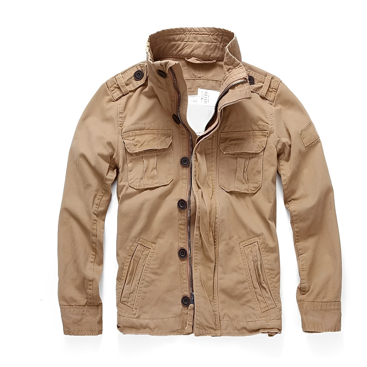 Men's Cargo Jacket with Multi-Pockets and Button Closure - Casual Fit