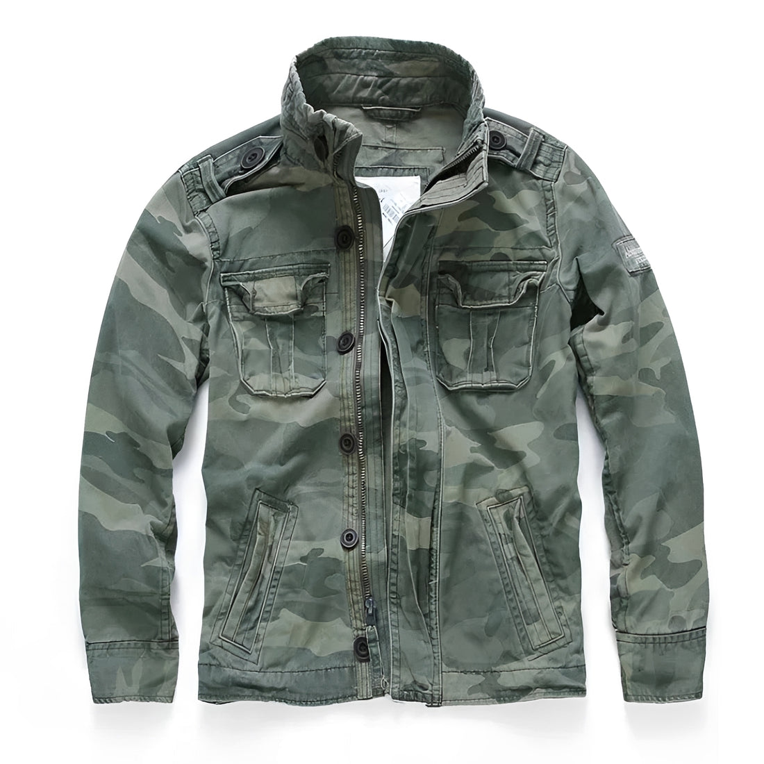 Men's Cargo Jacket with Multi-Pockets and Button Closure - Casual Fit