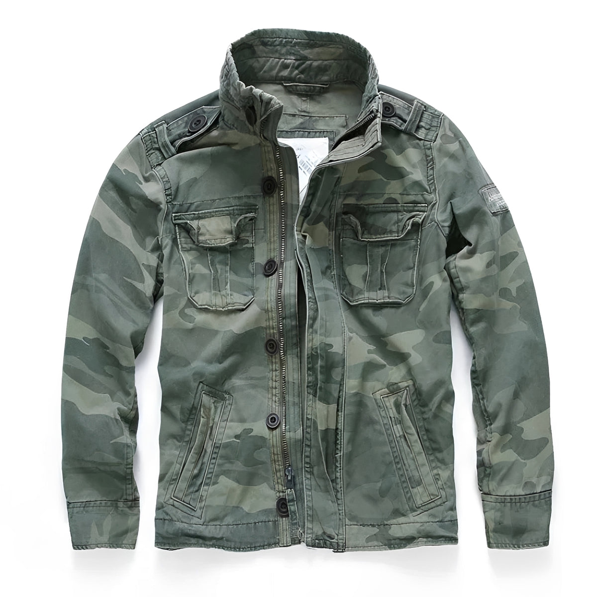 Men's Cargo Jacket with Multi-Pockets and Button Closure - Casual Fit