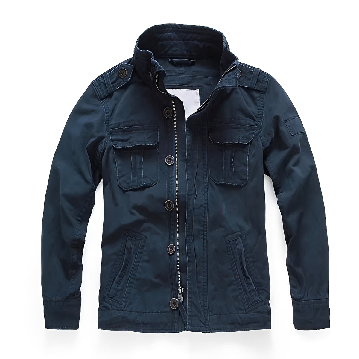 Men's Cargo Jacket with Multi-Pockets and Button Closure - Casual Fit