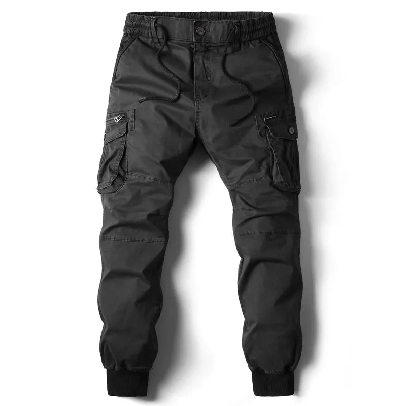 Men's Cargo Joggers - Tactical Design with Multiple Pockets and Elastic Waist