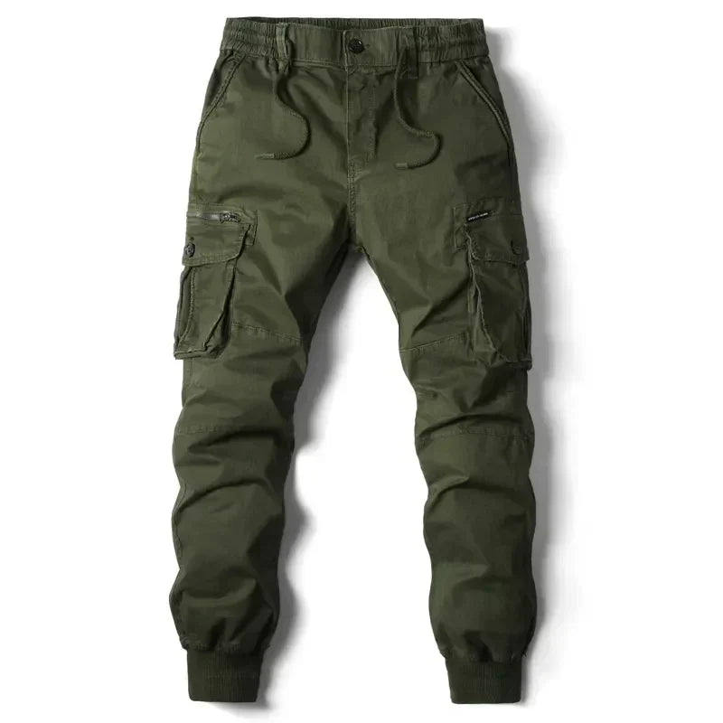 Men's Cargo Joggers - Tactical Design with Multiple Pockets and Elastic Waist
