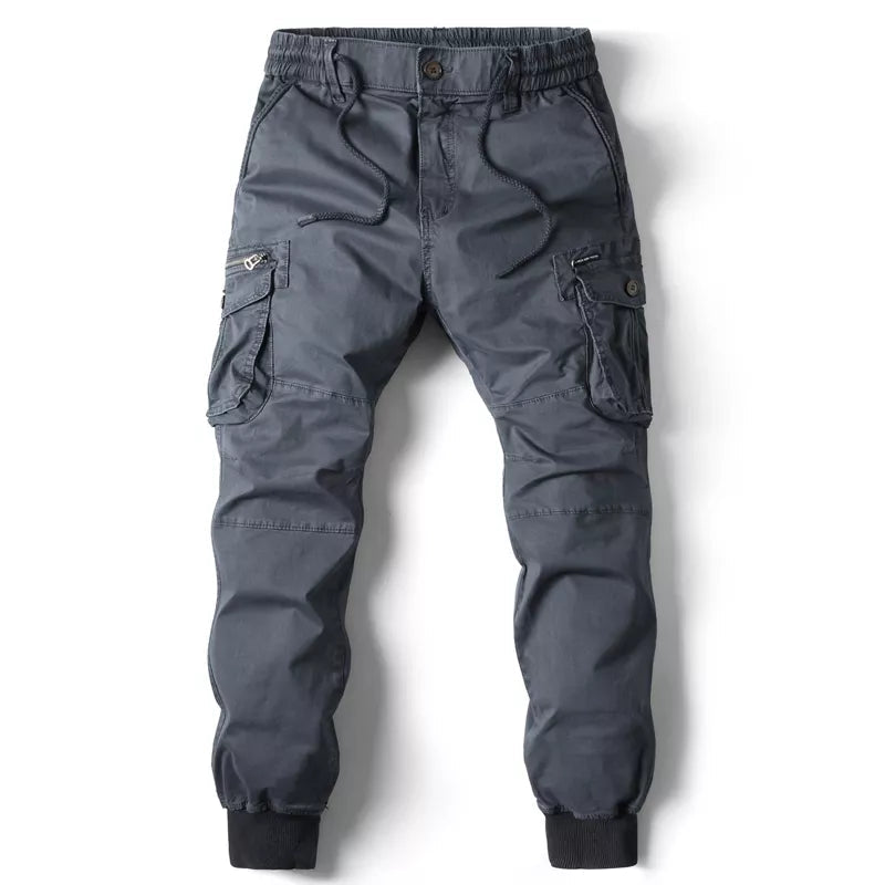 Men's Cargo Joggers - Tactical Design with Multiple Pockets and Elastic Waist