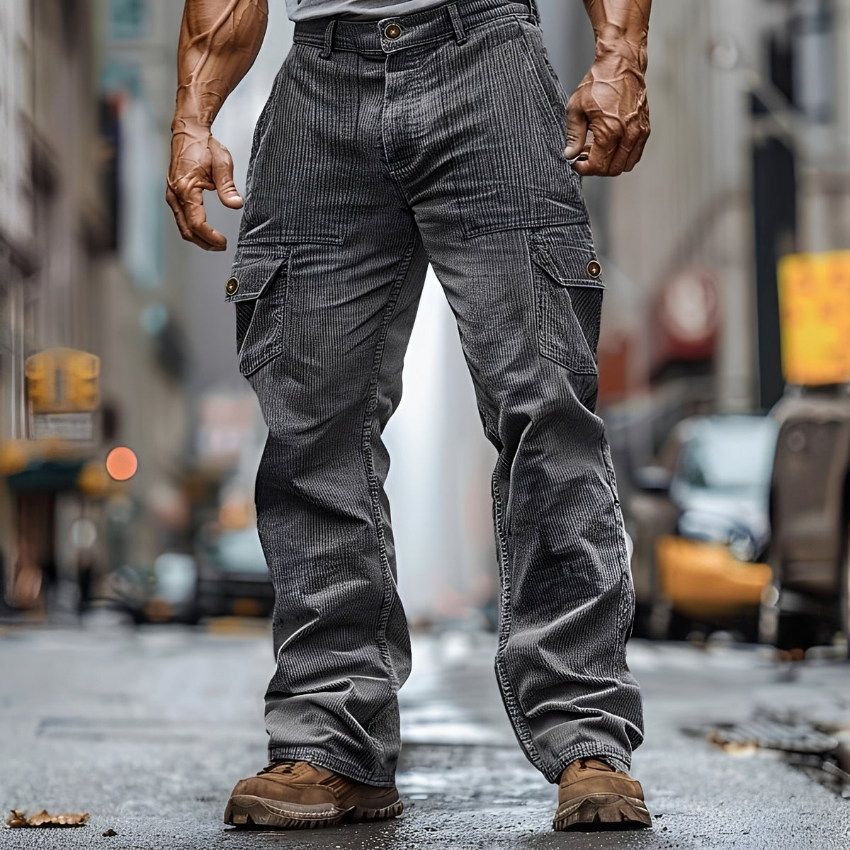 Men's Cargo Pants Multi-Pocket Straight Leg Trousers