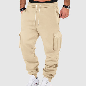 Men's Cargo Pants with Side Pockets and Drawstring Waist - Relaxed Fit