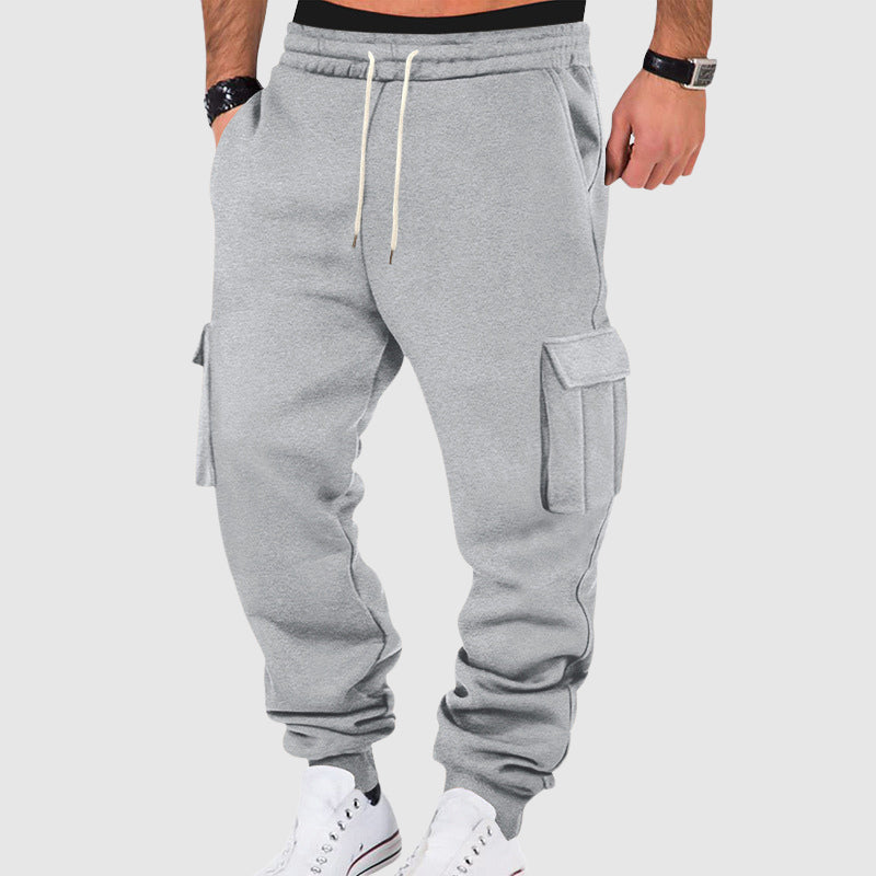 Men's Cargo Pants with Side Pockets and Drawstring Waist - Relaxed Fit
