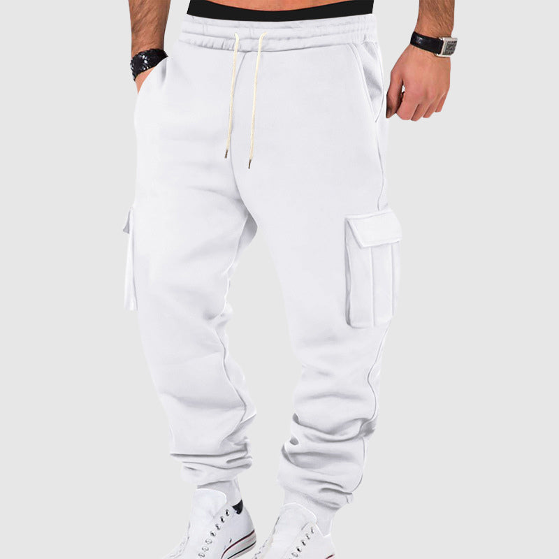 Men's Cargo Pants with Side Pockets and Drawstring Waist - Relaxed Fit