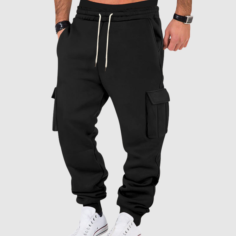 Men's Cargo Pants with Side Pockets and Drawstring Waist - Relaxed Fit
