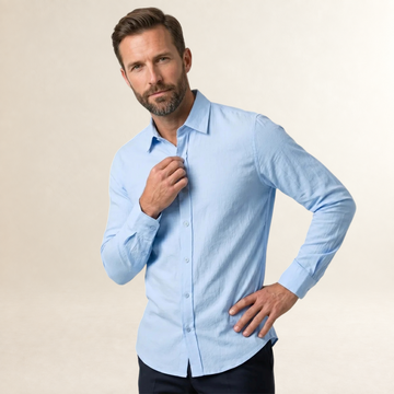 Men's Casual Button-Down Shirt - Long Sleeve, Tailored Fit