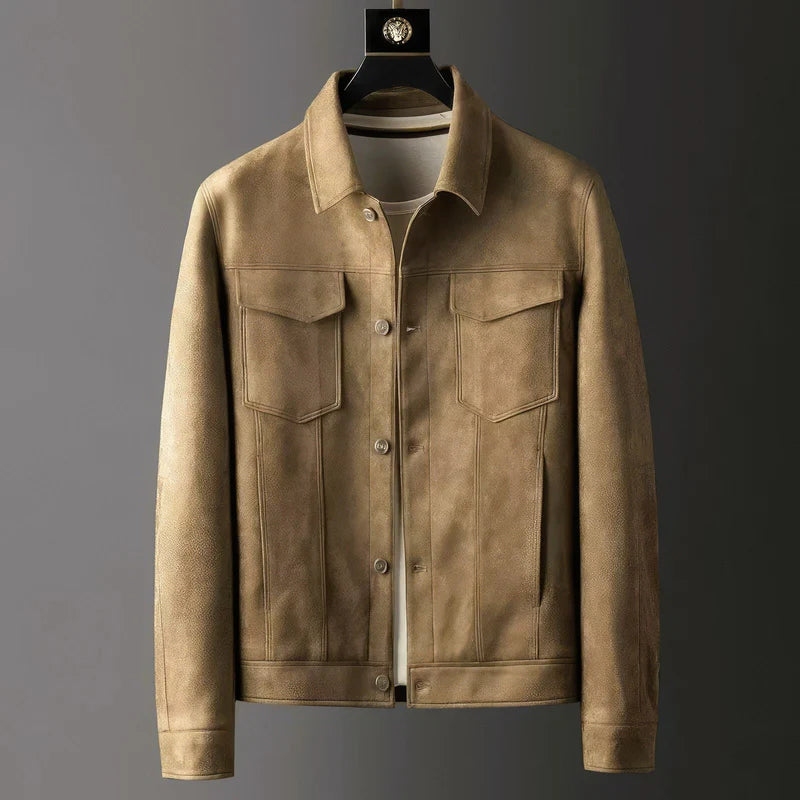 Men's Casual Jacket Button-Up Design with Chest Pockets