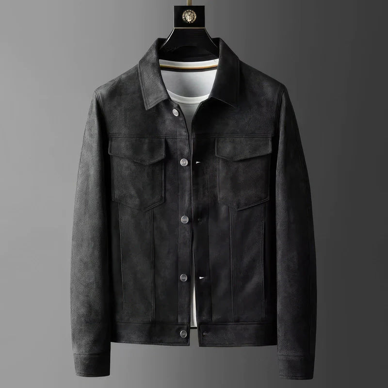 Men's Casual Jacket Button-Up Design with Chest Pockets
