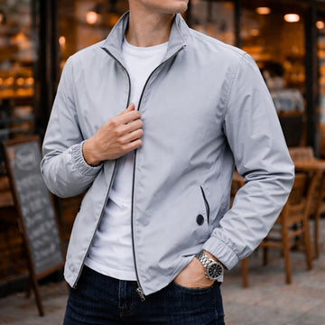 Men's Casual Jacket - Lightweight, Zip Closure, Elastic Cuffs, Regular Fit