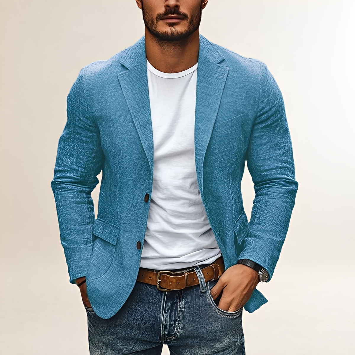 Men's Casual Notch Lapel Blazer - Single-Breasted, Slim Fit