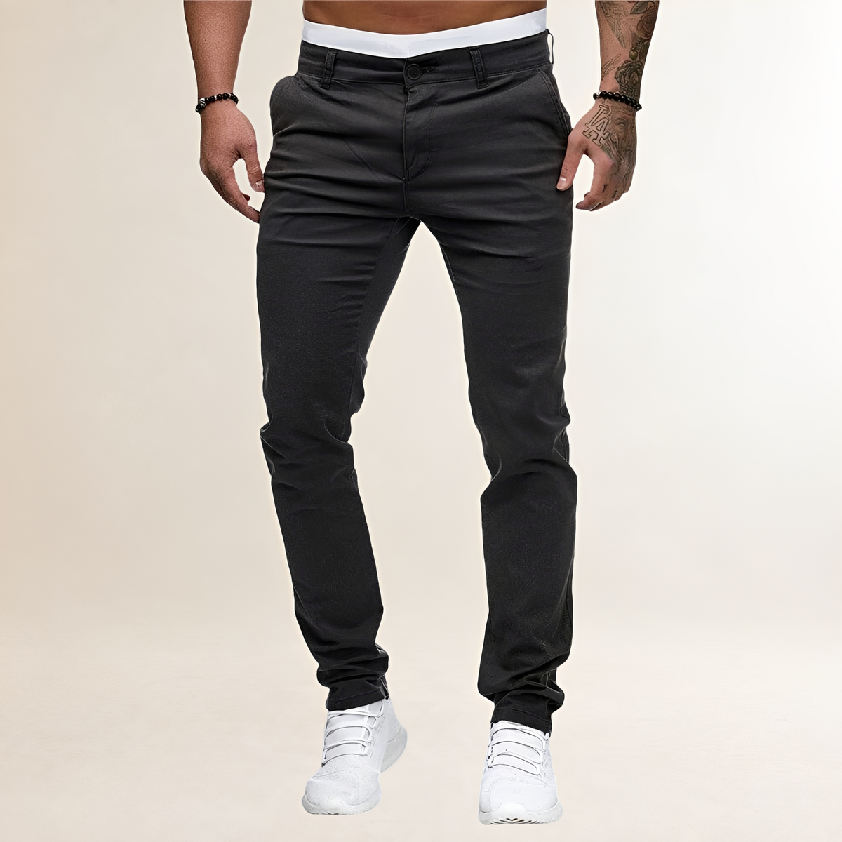 Men's Casual Pants - Slim Fit with Zipper Fly and Slant Pockets
