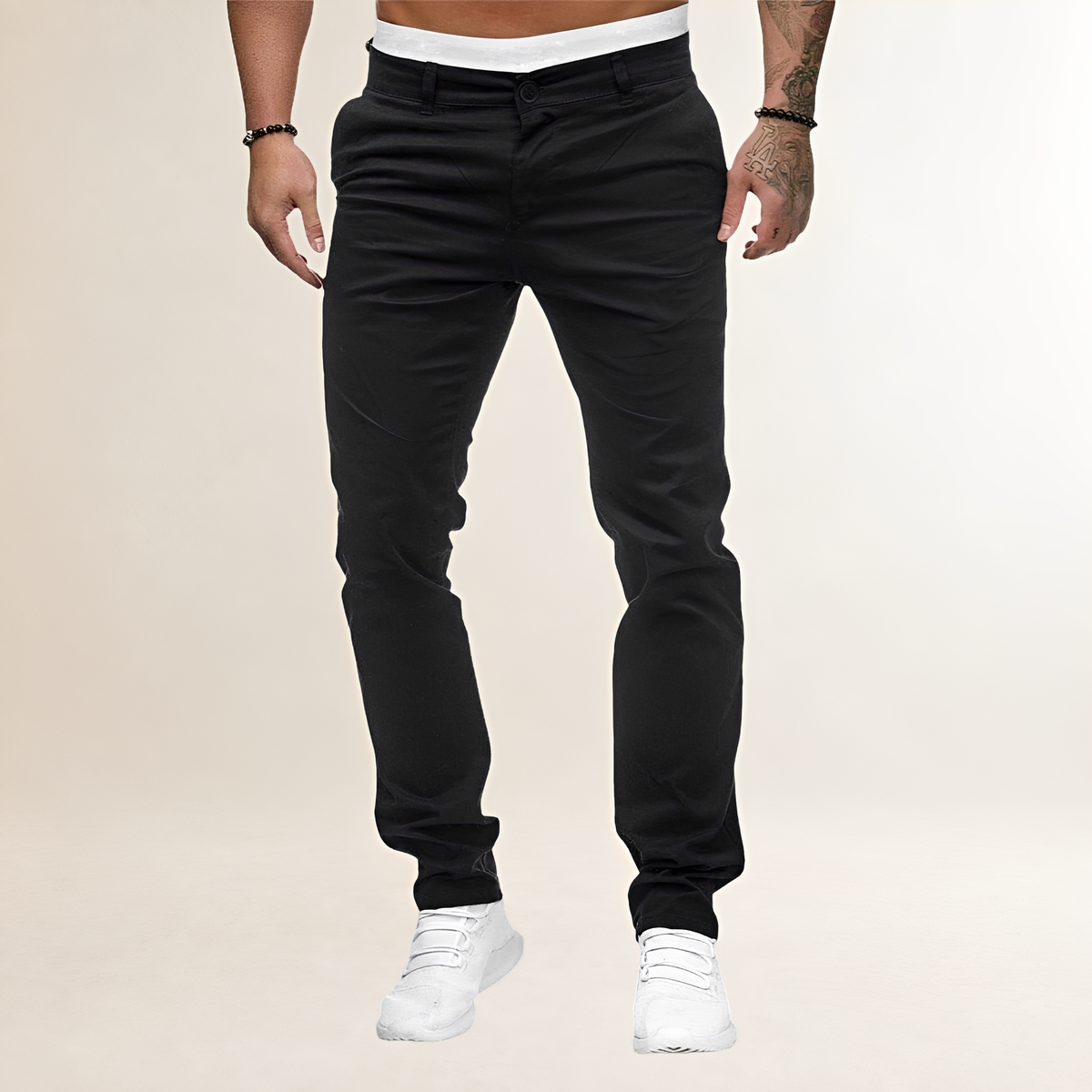 Men's Casual Pants - Slim Fit with Zipper Fly and Slant Pockets