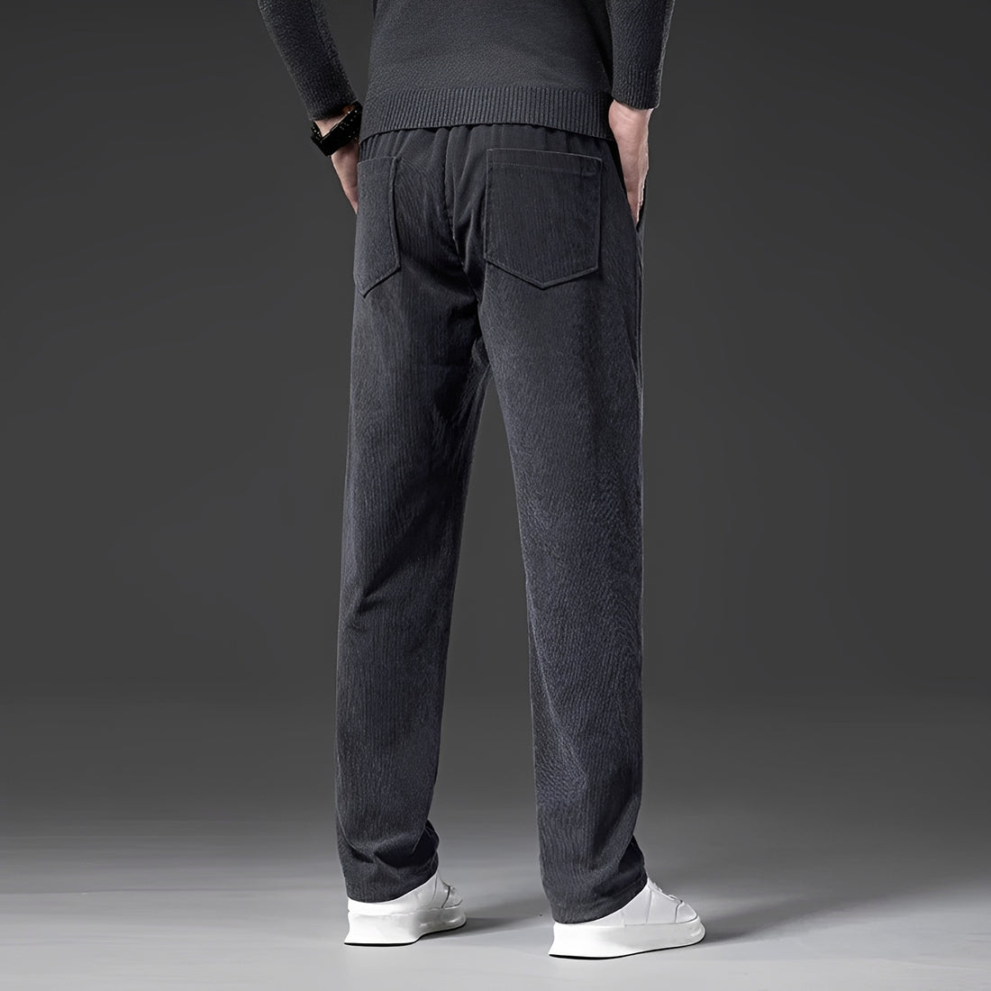 Men's Casual Pants with Adjustable Waistband - Straight-Leg Design