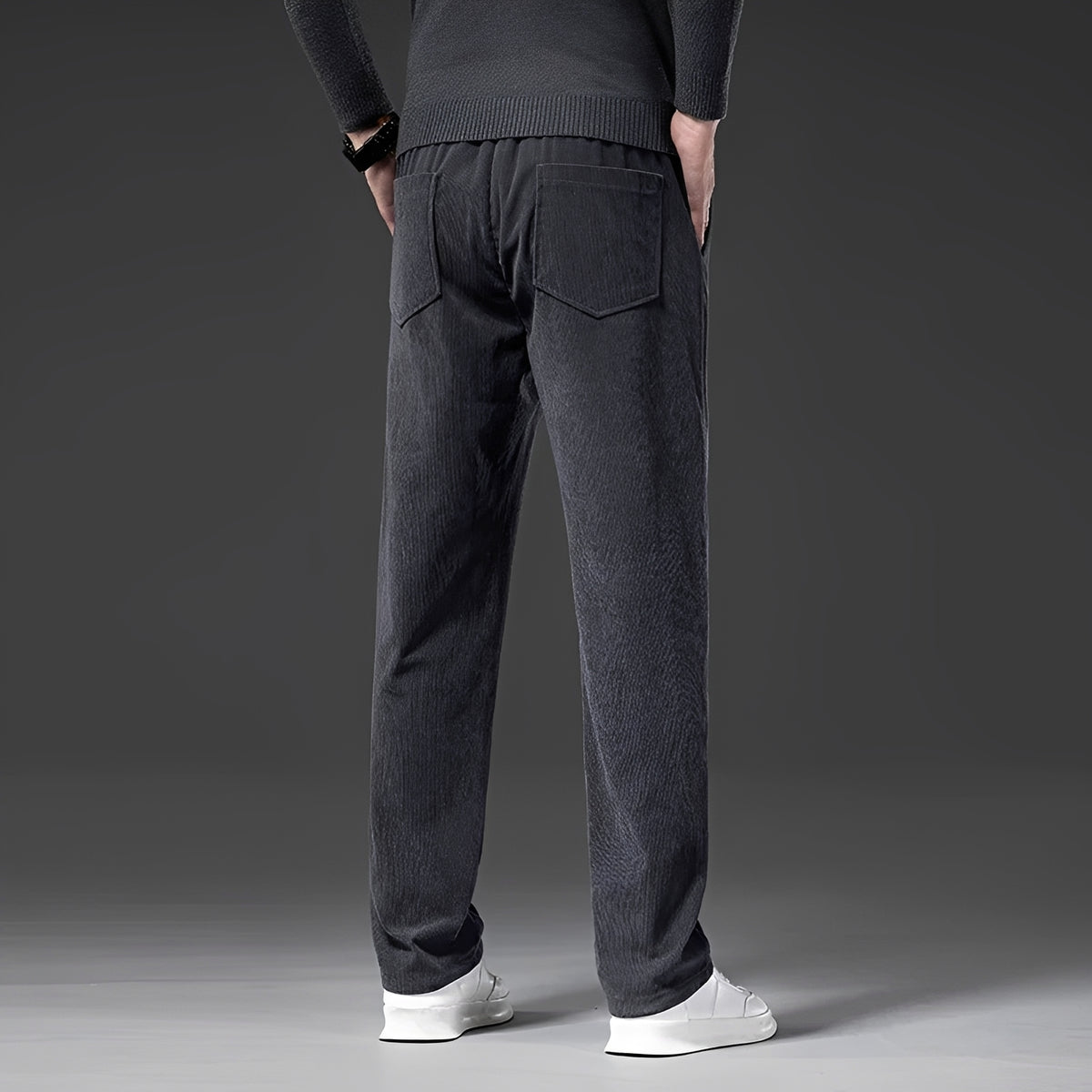 Men's Casual Pants with Adjustable Waistband - Straight-Leg Design