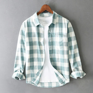 Men's Check Shirt with Button-Down Front and Chest Pocket - Regular Fit