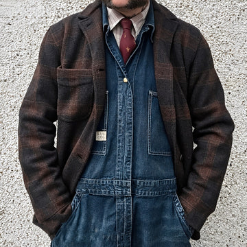 Men's Checkered Blazer Jacket - Lapel Design, Loose Fit