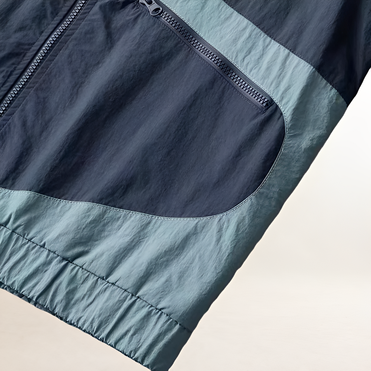 Men's Colorblock Rain Jacket with Adjustable Hood and Zip Pockets - Regular Fit