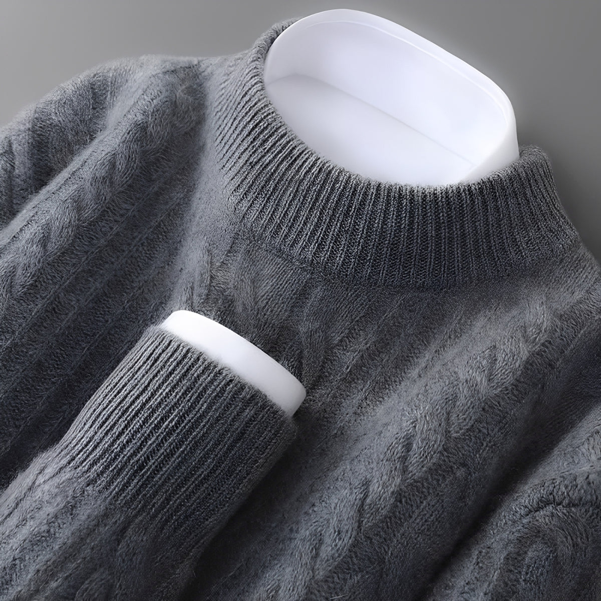 Men's Crew Neck Sweater - Soft Textured Design with Long Sleeves