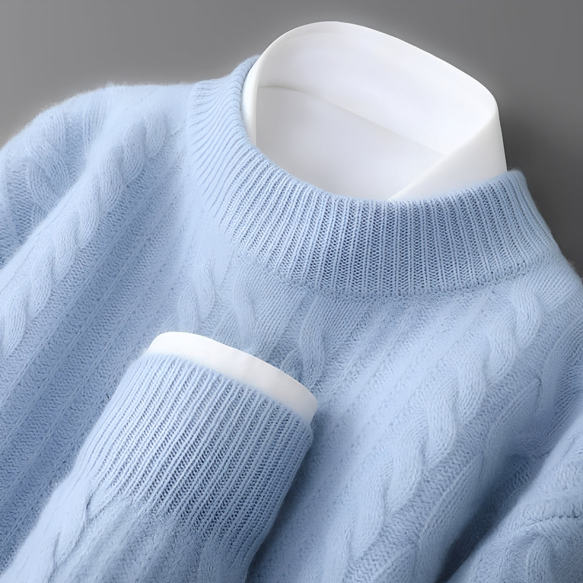 Men's Crew Neck Sweater - Soft Textured Design with Long Sleeves