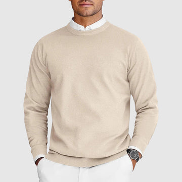 Men's Crew Neck Sweater with Textured Design and Classic Fit