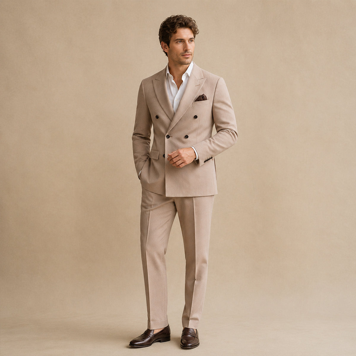 Men's Double Breasted Suit - Tailored Fit Formal Jacket and Trousers Set