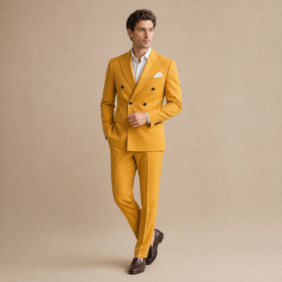 Men's Double Breasted Suit - Tailored Fit Formal Jacket and Trousers Set