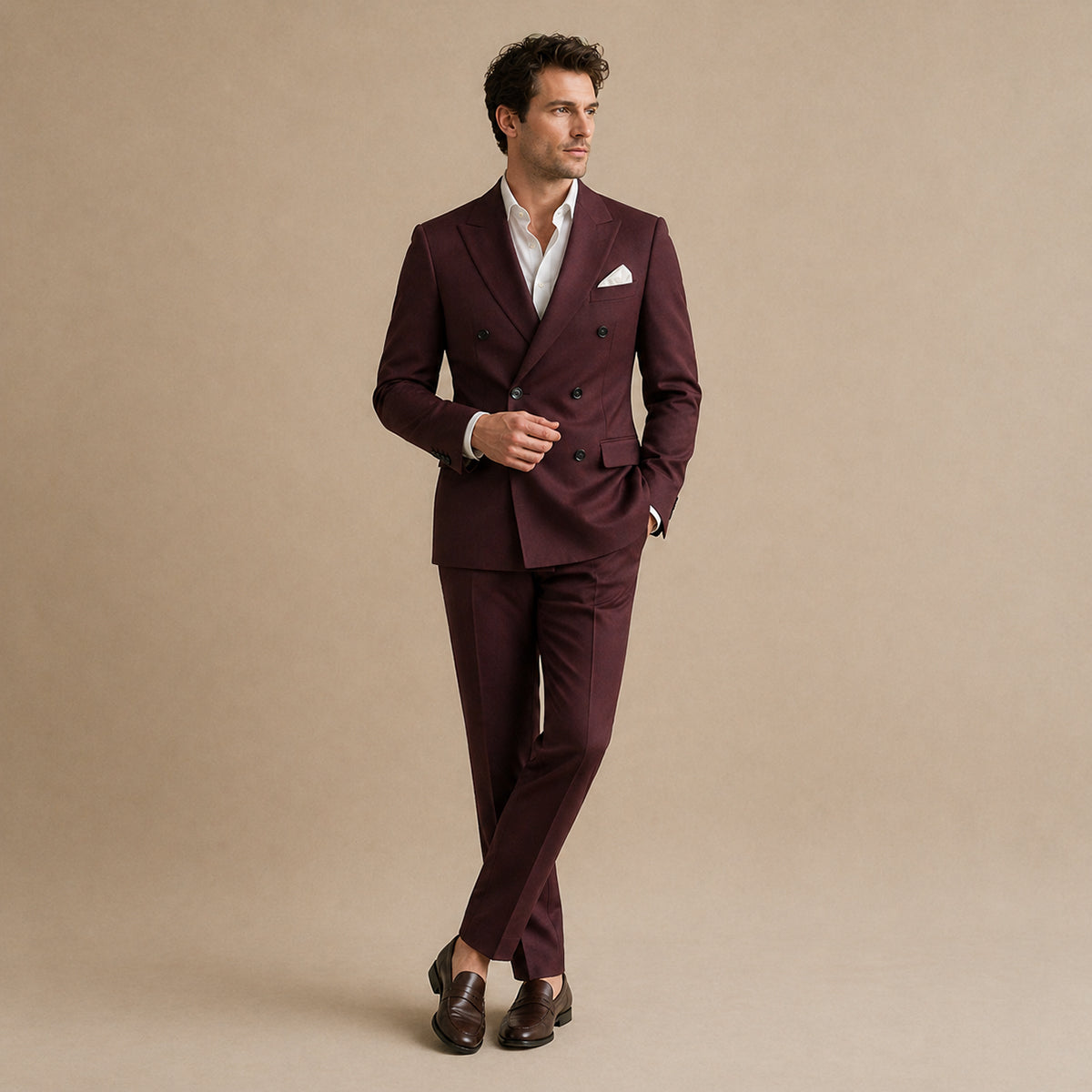Men's Double Breasted Suit - Tailored Fit Formal Jacket and Trousers Set
