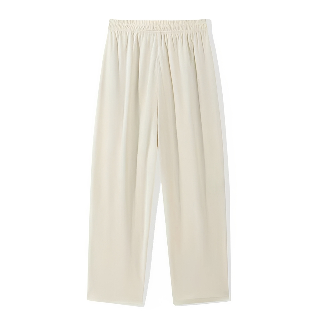 Men's Drawstring Pants, Relaxed Straight Leg, Ribbed Texture, Side and Back Pockets