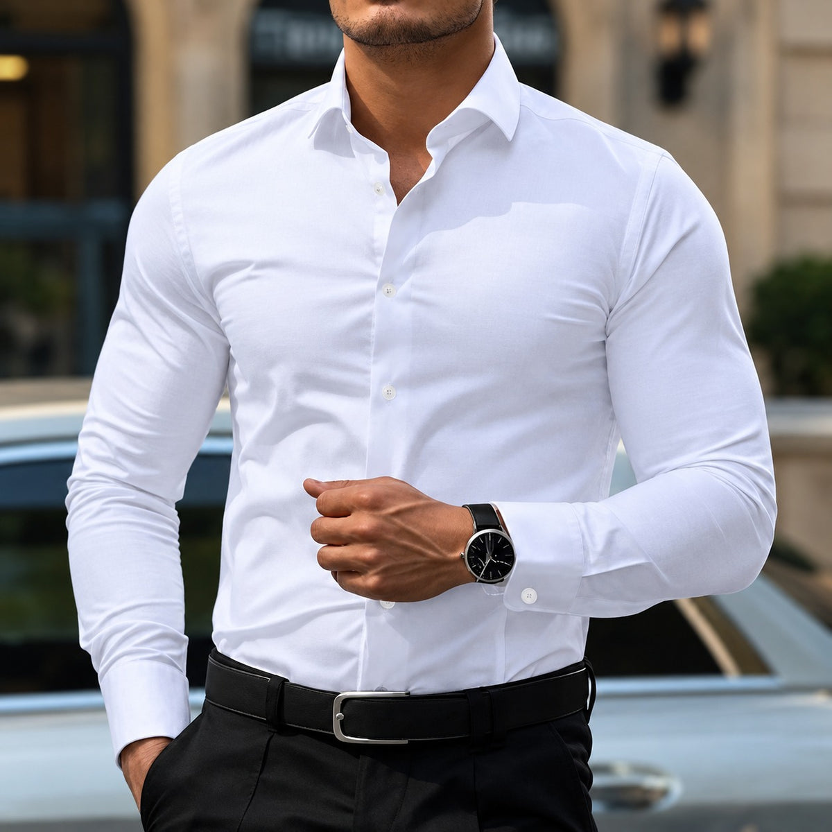 Men's Dress Shirt - Long Sleeve, Button-Up, Slim Fit