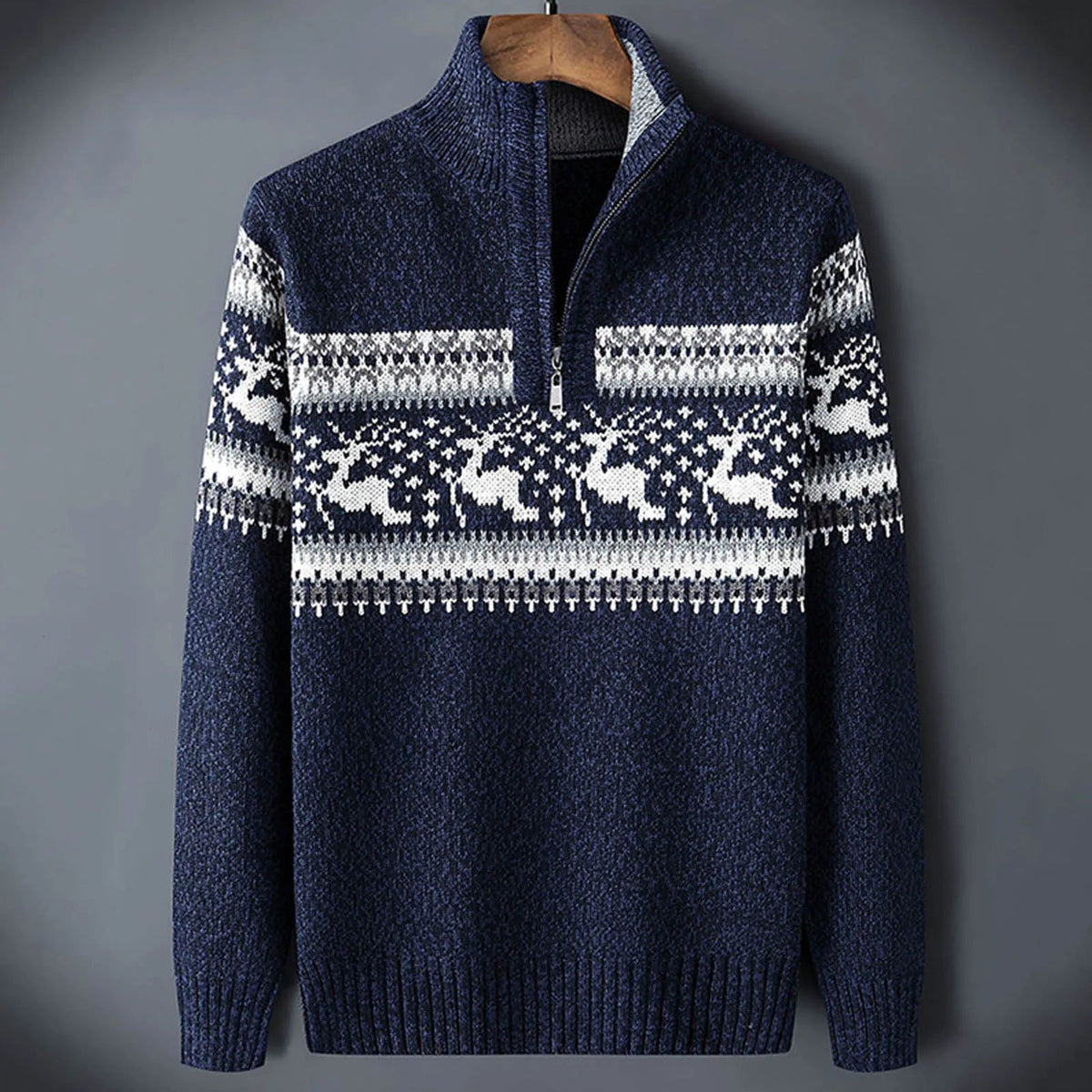 Men's Fair Isle Sweater - Crew Neck, Long Sleeve, Regular Fit