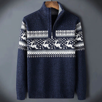 Men's Fair Isle Sweater - Crew Neck, Long Sleeve, Regular Fit