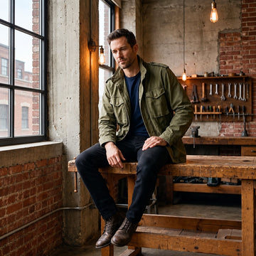 Men's Field Jacket with Button Closure and Chest Pockets - Relaxed Fit