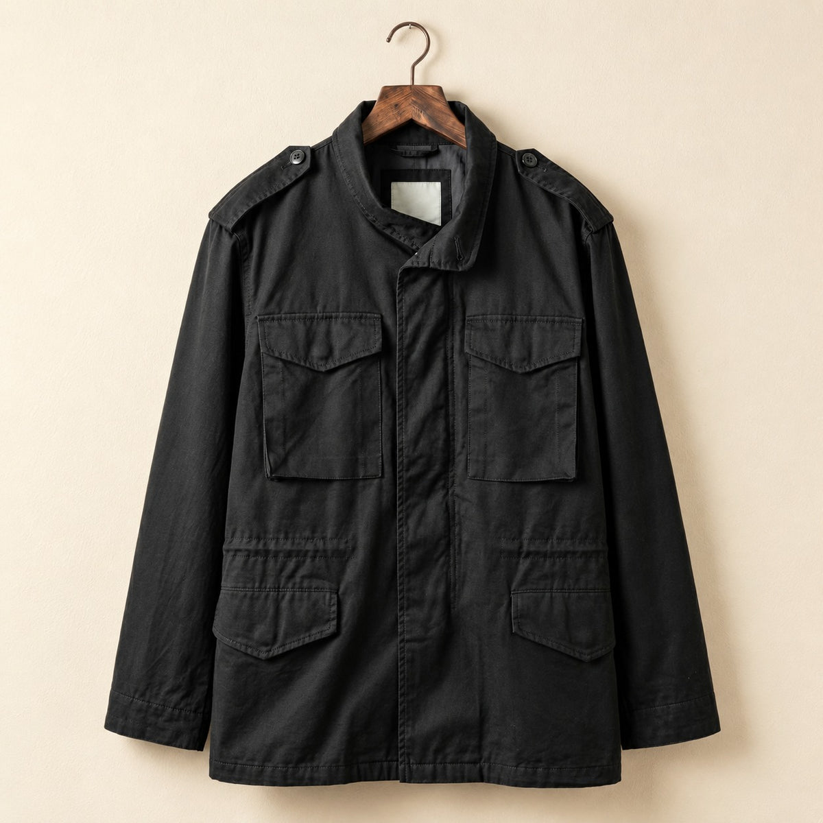 Men's Field Jacket with Button Closure and Chest Pockets - Relaxed Fit
