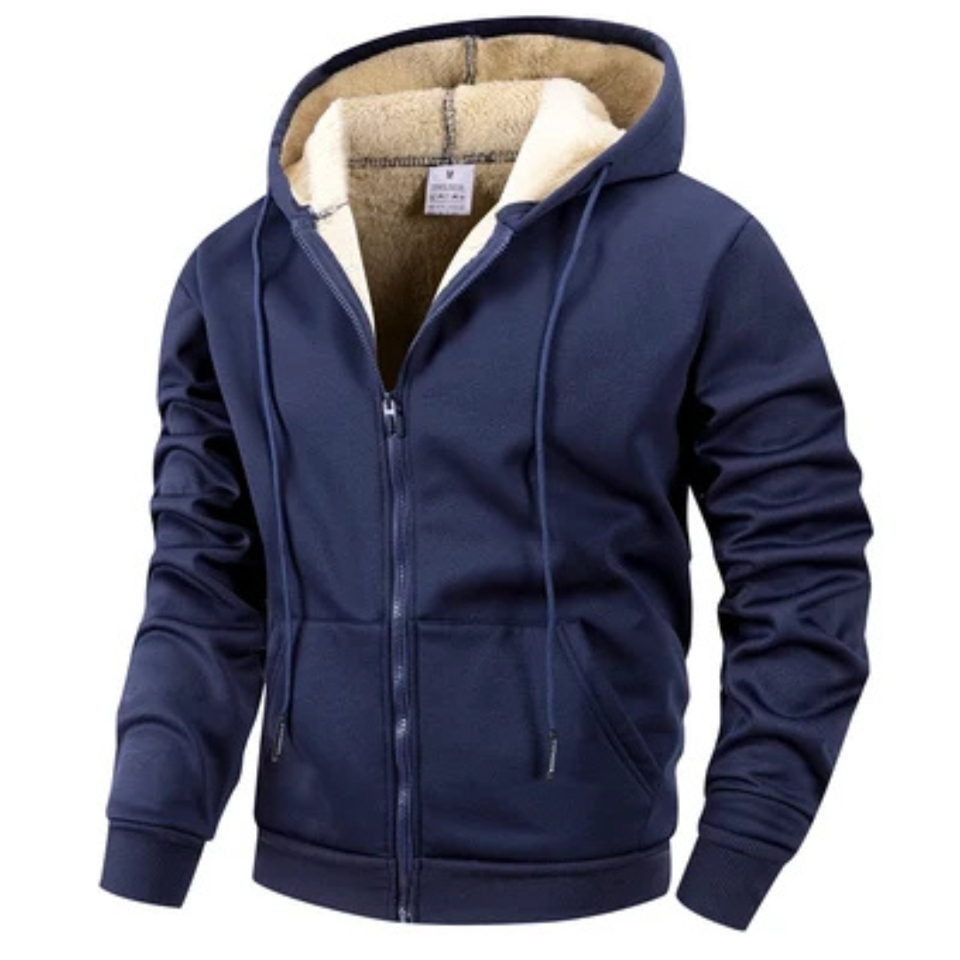 Men's Full-Zip Hooded Jacket with Drawstring Hood and Kangaroo Pockets