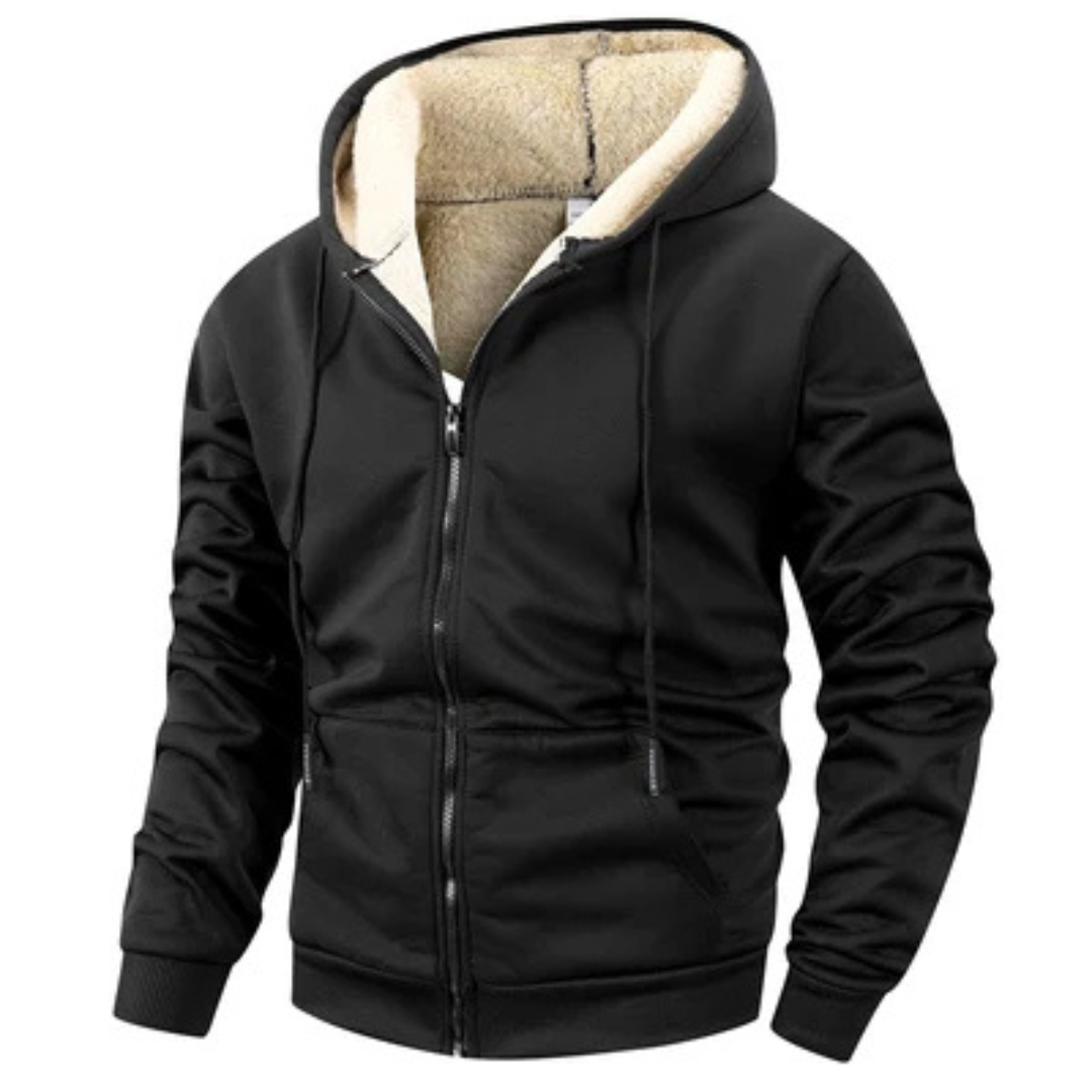 Men's Full-Zip Hooded Jacket with Drawstring Hood and Kangaroo Pockets
