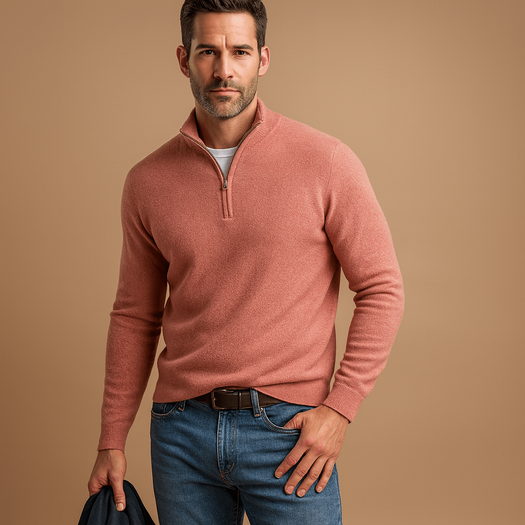 Men's Half-Zip Mock-Neck Sweater, Long Sleeve Relaxed Fit