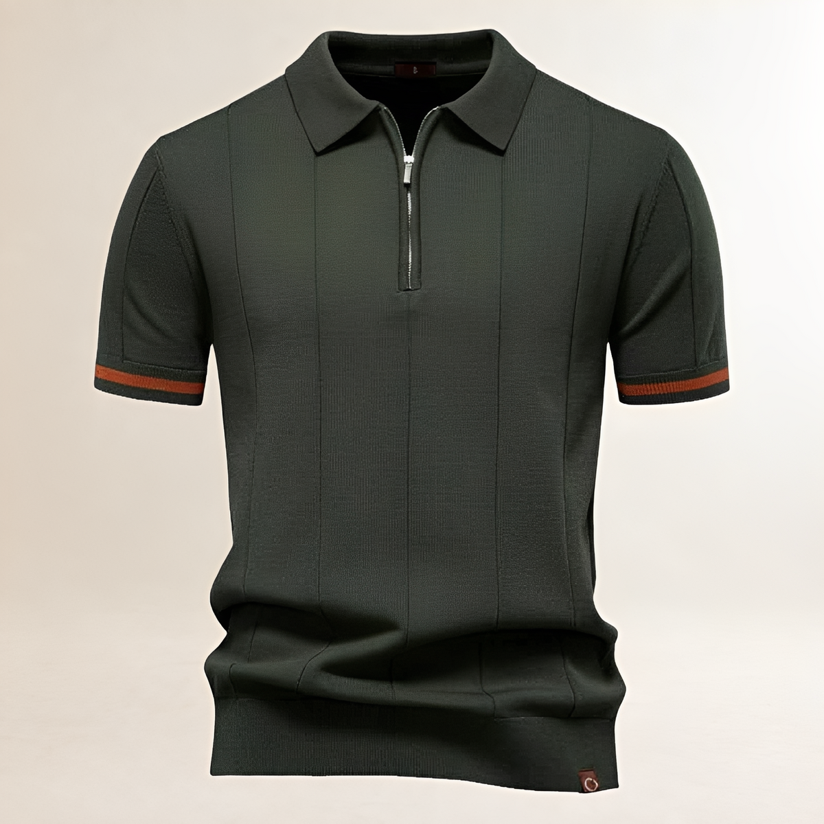 Men's Half-Zip Short-Sleeve Polo Shirt, Vertical Seam Detail, Tailored Fit