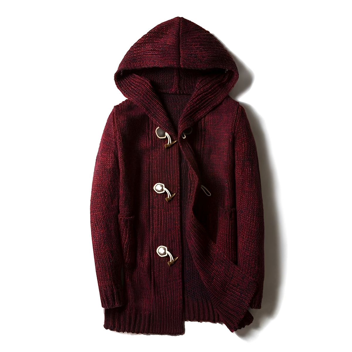 Men's Hooded Cardigan - Button Closure, Side Pockets, Relaxed Fit